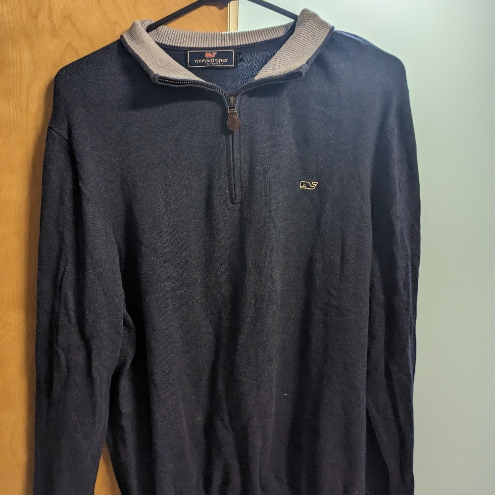 Men's Vineyard Vines Navy Quarter Zip Sweater